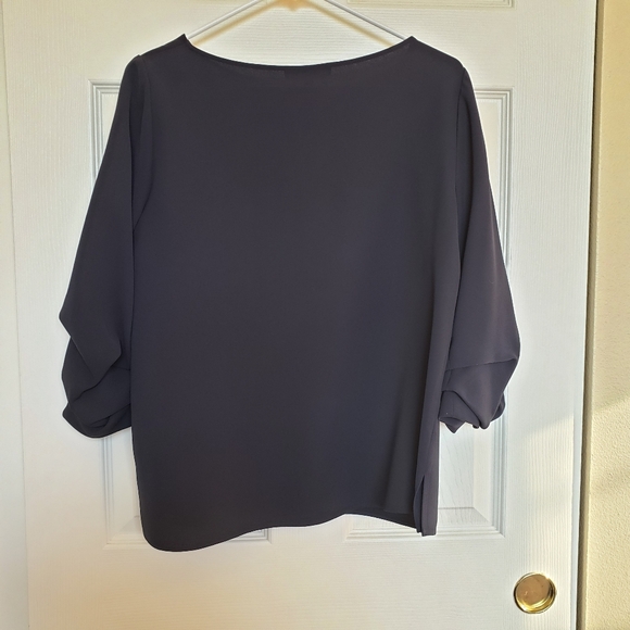 Lafayette 148 Dark Gray Blouse with gathered sleeves. Size S Office Quiet luxury - Picture 4 of 8